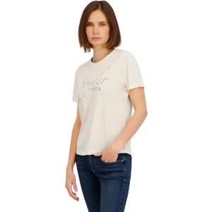 Spyder Women's Sparkle Logo Graphic Short Sleeve Tee T-Shirt (Beige, S)