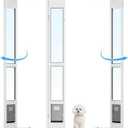 Dog Door for Sliding Glass Door with Magnetic Flat, Installed on Either Left or Right Side，Sliding Door Pet Doggie Door Insert with Lock, Adjustable Height No-Cut Required Doggy Door, Medium 8.6''×12.7'' Flap Size