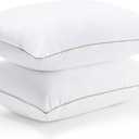 puredown Goose Feathers and Down Pillows, Bed Pillows with 100% Cotton Cover, 2 Pack, King Size, 20x36 Inches (Brown)