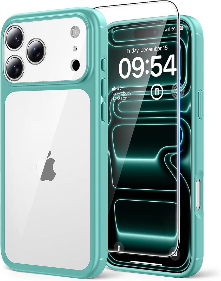 TAURI for iPhone 17 Pro Case, Full Camera Protection with Screen Protector, Anti-Yellowing Military-Grade Protection Shockproof Slim Phone Case for iPhone 17 Pro, Green