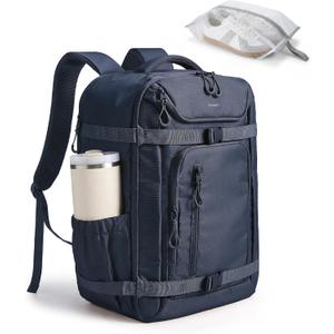 BAGSMART 35L Travel Backpack for Women & Men Fits 17-Inch Laptop, Airline Approved Carry On Backpack with Wet Pocket & Shoe Pouch, Water-Resistant Personal Item Travel Bag, Navy Blue