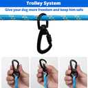 Dog Tie Out Cable for Camping - 50ft Portable Reflective Overhead Trolley System for Dogs up to 300lbs - Dog Lead for Yard Camping | Parks | Outdoor Events Blue
