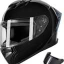 Motorcycle Helmets Full Face for Adults Motorcycle Helmet Men & Women - DOT Approved with 2 Removable Visors (1 Clear + 1 Tinted), Suitable for Powersports, Bike & Motocross Rides (Black), Small 