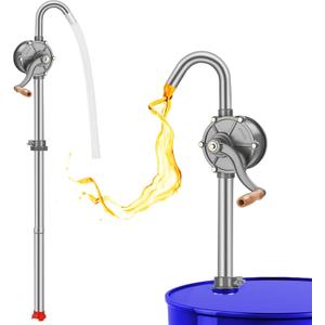 55 Gallon Drum Pump | Rotary All-Aluminum Manual Hand Transfer Pump for 5-55 Gallon Barrels - Oil, Diesel, Kerosene & Hydraulic Fluid Barrel (CYB25)