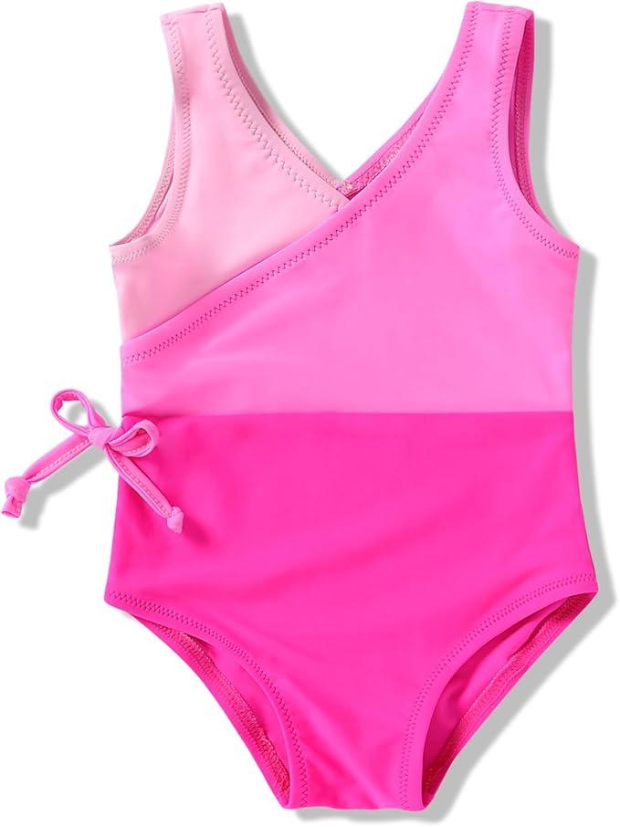 YOUNGER TREE Toddler Girl One Piece Swimsuit Color Block Stripe Swimwear Summer Beach Bathing Suit 12M-5T, Size 4-5T