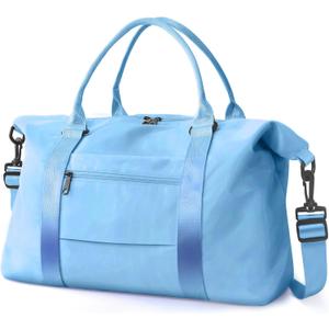 Travel Duffle, Waterproof Weekender Carry On Tote for Women, Travel Essentials Sport Gym for Men, Hospital Bag for Labor and Delivery, Overnight Luggage With Trolley Sleeve (07 Royal Blue)