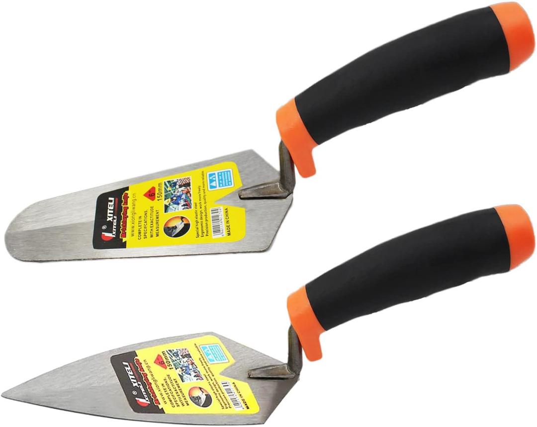 2 Pcs Pointing Trowel and Gauging Trowel Set,6" Masonry Hand Tool Set with Soft Grip Handle,Margin Trowels Bricklaying Trowels Building Products (6 Inch)