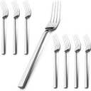 Alata Cube 8-Piece Forged Stainless Steel Dinner Forks, Mirror Finish, Dishwasher Safe