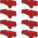 8 Pack Red Tablecloth 60x126 Inch Rectangle Tablecloths for 8 Foot Rectangle Tables, Table Cloth Washable Polyester Fabric Rectangular Table Cover for Dining Banquet Wedding Party