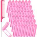 Syhood 43 Pcs Foam Sponge Hair Rollers Women 0.59 Inch Soft Sleeping Curlers Flexible Sponge Curler Tool and Rat Tail Comb for Hair Styling Hairdressing Overnight Curl and Volume(Pink)