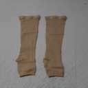 Truform 20-30 mmHg Compression Stockings for Men and Women, Thigh High Length, Dot-Top, Open Toe, Beige, Medium (Medium (1 Pair))