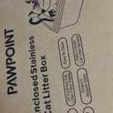 pawpoint Stainless Steel Cat Litter Box with Enclosure, Large Litter Box for Cats and Kittens, Smooth Easy Clean Interior, Durable Metal Design with Cover, Litter Shovel, Pad and Footboard Included (Black)