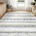 BESTSWEETIE 5x7 Area Rugs for Living Room Washable Moroccan Farmhouse Neutral Geometric Low Pile Non-Slip Soft Print Pattern Rug for Bedroom Kitchen Dining Room Entryway Black/Brown (5'3" x 6'11" (Rectangular))