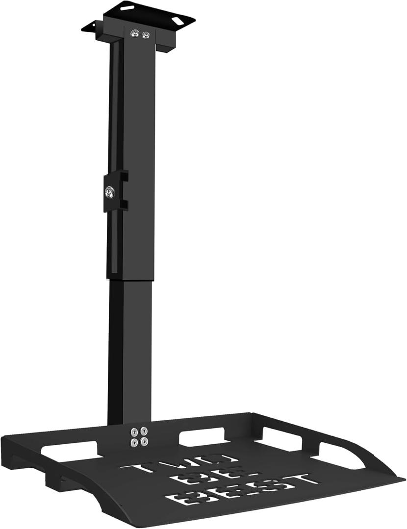 2-Be-Best Universal Projector Ceiling Mount with Tray, 13IN-21.6IN / 33CM-55CM Height Adjustable Projector Shelf Tray Mount for Ceiling Upgraded Black
