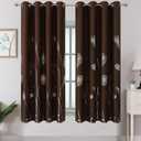 Estelar Textiler Brown Blackout Curtains 63 Inches Long, Room Darkening Curtains for Bedroom, Thermal Insulated Drapes with Silver Foil Print Palm Leaf Pattern for Living Room, 52Wx63L, 2 Panels