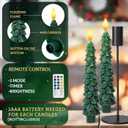 Honoson 3 Sets Flameless Christmas Tree Taper Candles with Holders Remote Control, LED Taper Candles Battery Operated Flickering Candlesticks for Holiday Window Fireplace Decor (Black)