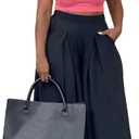 Hostoyo Casual Plus Size Wide Leg Palazzo Pants for Women Lounge High Waist Skirt Pants with Pockets Elastic Waistband (Black) XXL