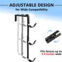 2 Pack Upgraded 3-Tier Pool Fence Hooks for Pool Equipment, Adjustable Heavy Duty Pool Pole Hanger Holder, Rustproof Hooks for Pool Skimmer Pole Vacuum Hose Net Leaf Rakes Garden Tool Organizer