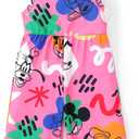 Disney Frozen Elsa Princess Mickey Mouse Toddler Girl Romper Sleeveless Bowknot Character Doodle Print Jumpsuit 3-10 Years (8-9 Years)