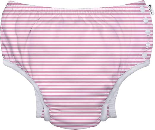 green sprouts Snap Reusable Absorbent Swimsuit Diaper, Light Pink Pinstripe, 24 Month 3T