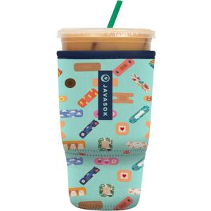 Sok It JavaSok Iced Coffee & Cold Soda Insulated Neoprene Cup Sleeve (Happy Healers, Large: 30-32oz)