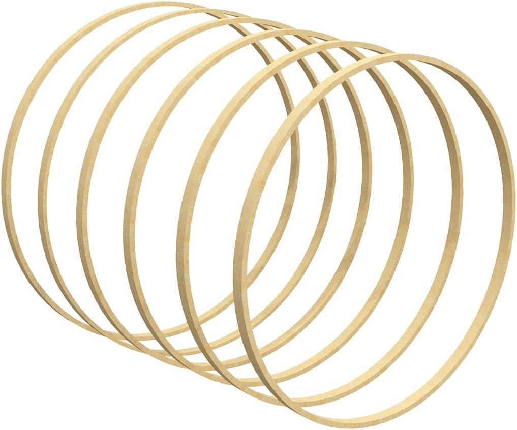 Woodpeckers 6 Pack 13 Inch Wooden Bamboo Floral Hoops Wreath Rings for DIY Wedding Wreath Decor, Dream Catcher and Macrame Wall Hanging Crafts