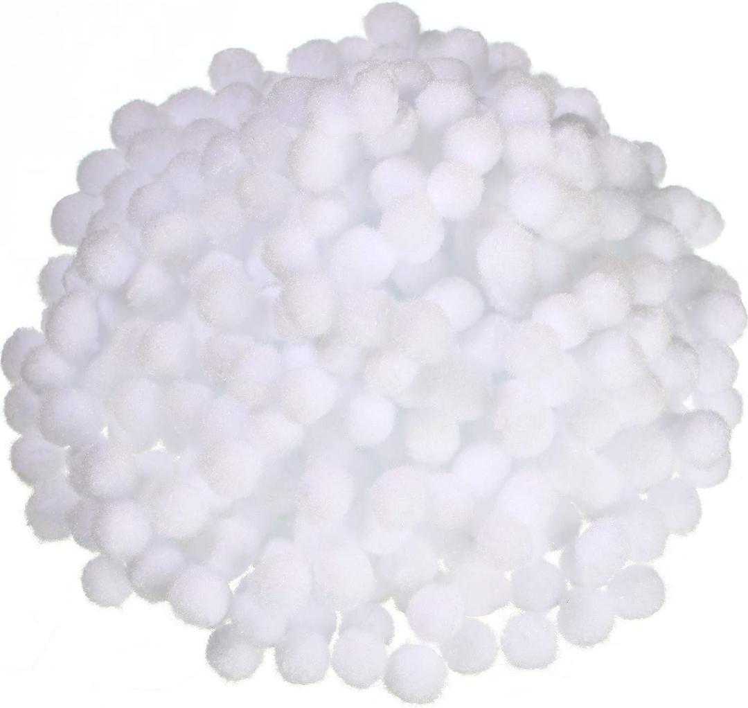 2000 Pieces 0.5 Inch Christmas Pom Poms Crafts Mini Pompoms Balls for Craft DIY and Hobby Supplies(White)