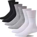 Forcool Non-Binding Cushion Crew Cotton Diabetic Socks for Men and Women, L 6 Pairs