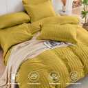 HYMOKEGE Mustard Yellow Full Size Comforter Sets Seersucker 7 Pieces, All Season Luxury Bed in a Bag for Bedroom, Bedding Set with Comforter, Sheets, Pillowcases & Shams