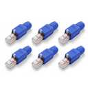 VCELINK RJ45 Connector Tool-Free, CAT6 Field Termination Plug, Gold Plated Modular Plug, UTP CAT6 Connector Toolless for 23 to 26 AWG Network Cable, 6 Pack, Blue