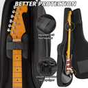 LETSROCK Electric Guitar Case with 0.7 Inch Thick Padding 3 Pockets with Electric Guitar Gig Bag, Adjustable Shoulder Strap Compatible with 38 40 41 Inch Electric Guitar (Jet Black), Style 1