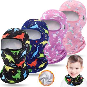 4 Pcs Winter Balaclava Winter Weather Neck for Boy Girl Youth Skiing Snowboarding Cycling (Black, royal Blue, pink, purple)