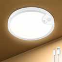 Rechargeable Motion Sensor Closet Light - IP54 Waterproof Shower Light Indoor, Wireless Battery Operated Ceiling Lights, 3CCT Cordless Motion Activated Light for Shower Bathroom Stairs Hallway (White-1 Pack)