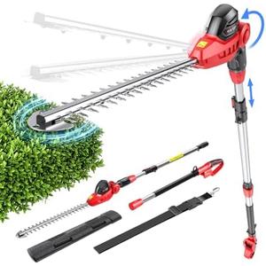 Ecarke Pole Hedge Trimmer Compatible with Milwuakee 18V (Tool Only) | 22" Dual-Action Blade,1400 SPM, 9FT Telescopic Pole,135° Rotating Head, Lightweight & Overload Safety for Tall Hedge Trimming