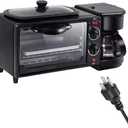 3-In-1 Breakfast Station With Coffee Maker Toaster Oven Frying Pan Versatile Breakfast Maker Breakfast Easy Oil Less And Healthy Meals Removable Nonstick Plates For Sandwiches Eggs Bacons