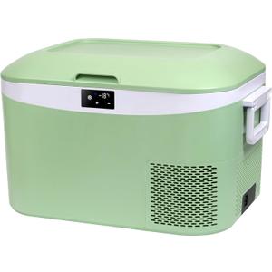 Megiu 12 Volt Refrigerator Portable Car Freezer 13.5 Quart (12.8 Liter) Compressor Cooler 12V/24V DC 110240 Volt AC for Truck Van RV Camper SUV Boat Travel Camping Road Trips Tailgating -18~+15 (Green)