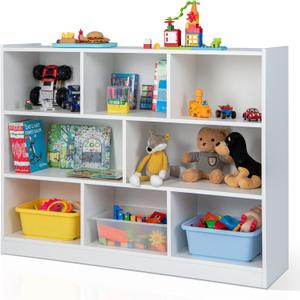 Giantex Wood 8 Cube Bookcase, Open Freestanding 3-Tier Bookshelf, Multipurpose Display Shelf for Living Room, Bedroom, Children's Playroom, Reading Room (White)