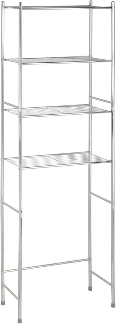 Honey-Can-Do 4-Tier Over-The-Toilet Storage Shelf - Space-Saving Steel Bathroom Restroom Organizer with Neutral Chrome Finish, Ideal for Towels, Toiletries, & Essentials - 24"W x 68"H x 11"D
