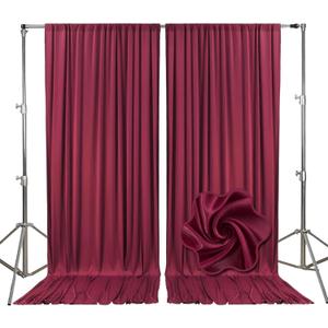 10ft x 10ft Burgundy Backdrop Curtains for Parties, Fabric Satin Background Curtain with Rod Pockets for Weddings, Birthday, Baby Shower, Photography, Graduation Party Backdrop Drapes, 2 Panels