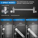 Shower Head Combo,10 Inch High Pressure Rain Shower Head with 11 in Adjustable Extension Arm and 5 Settings Handheld,Powerful Shower Spray Against Low Pressure Water with Long Hose
