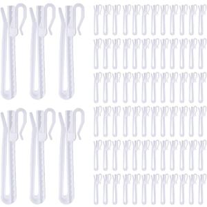 80 Pcs Plastic Curtain Hooks, Adjustable Pinch Pleat Hooks, Ratchet System Pinch Pleat Curtain Hooks for Window Curtain, Door Curtain and Shower Curtain (85mm/3.35inch)