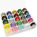 New brothread 25pcs Type L (SA155) Size Assorted Colors Prewound Bobbin Thread Plastic Side for Commercial & Home Embroidery and Sewing Machines - 60 Weight