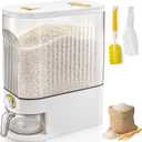 Clear Rice Holder Dispenser, 22 Lbs Large Grain Storage Container with Measuring Cup, Cylinder Household Food Dispenser Bucket Kitchen Organization for Cereal Oatmeal Coffee Bean Soybean Corn