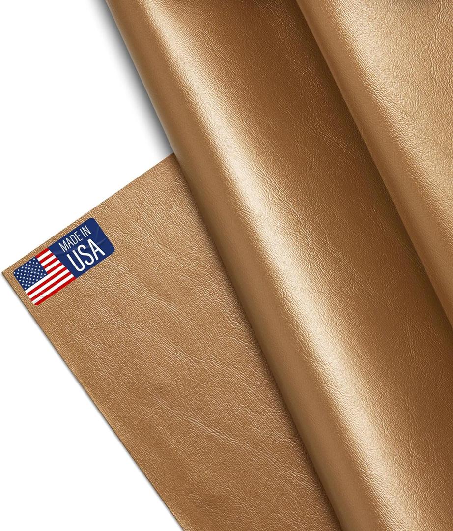 Marine Vinyl Fabric, Upholstery Faux Leather, Outdoor Boat Automotive, DIY and Crafting Pleather - Individual 1 Yard Cut 36"x54" (Gold)