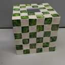 CHI AN HOME 5.7" Square Tissue Box Cover, Handmade Checkered Cube Tissue Box Cover with Capiz Shells, Decorative Tissue Holder for Living Room, Bathroom, Bedroom or Office (Pistachio Green)
