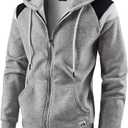 Men's Full Zip Fleece Hoodie zippered Color Block hooded slim Fit Long Sleeve Lightweight Sweatshirt Size M