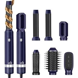 Yitrust 6 in 1 Hair Dryer Brush, Blow Dryer Brush Ionic Hair Dryer, Oval Hot Air Brush, Hair Curler Hair Straightener Magic Styler Autowrap Air Styler (Blue)