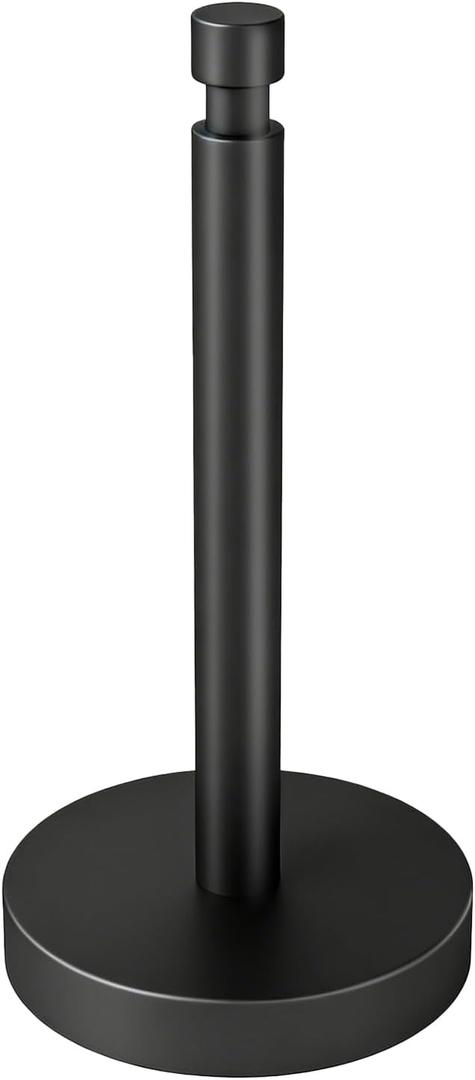 YUMORE Paper Towel Holder Countertop, Black Paper Towel Holder with Weighted Base Non Slip, Standing Paper Towel Roll Holder for Kitchen Bathroom, Stainles Steel (Matte Black)