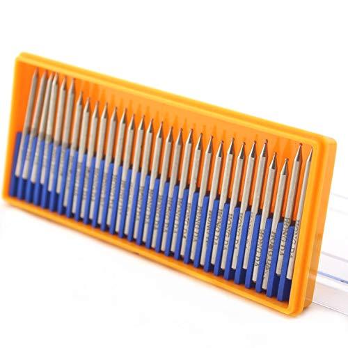 JINGLING 1mm Round Ball Head Diamond Grinding Bits Spherical Burrs with 1/8 Inch Shank for Dremel Tool Accessories Pack of 30Pcs