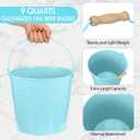 Didaey 12 Pcs Large Galvanized Metal Buckets with Handle 10 Inch Heavy Duty Stainless Steel Pails Round Pail for Party Wedding, Crafts, Utensils, Table Centerpieces (Light Blue) (EXP 12/30/33)